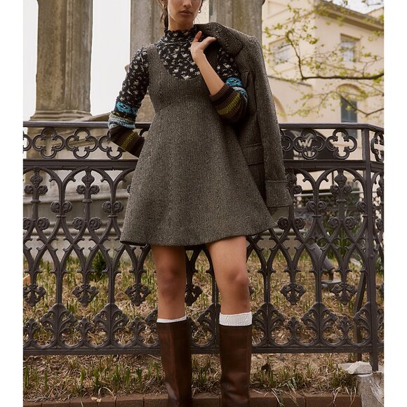 🆕 FREE PEOPLE Cyd Mini Dress / Espresso Combo - Picture 7 of 10